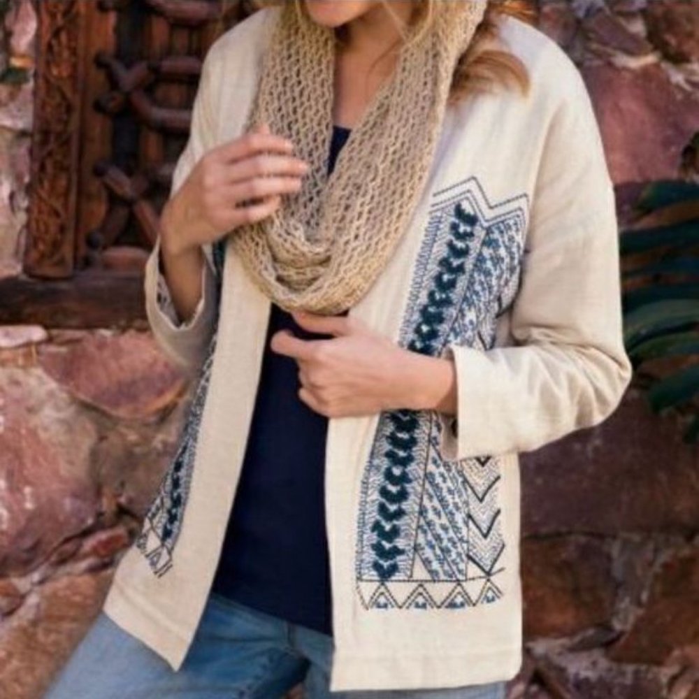 Soft Surroundings Minali Embroidered Open Jacket